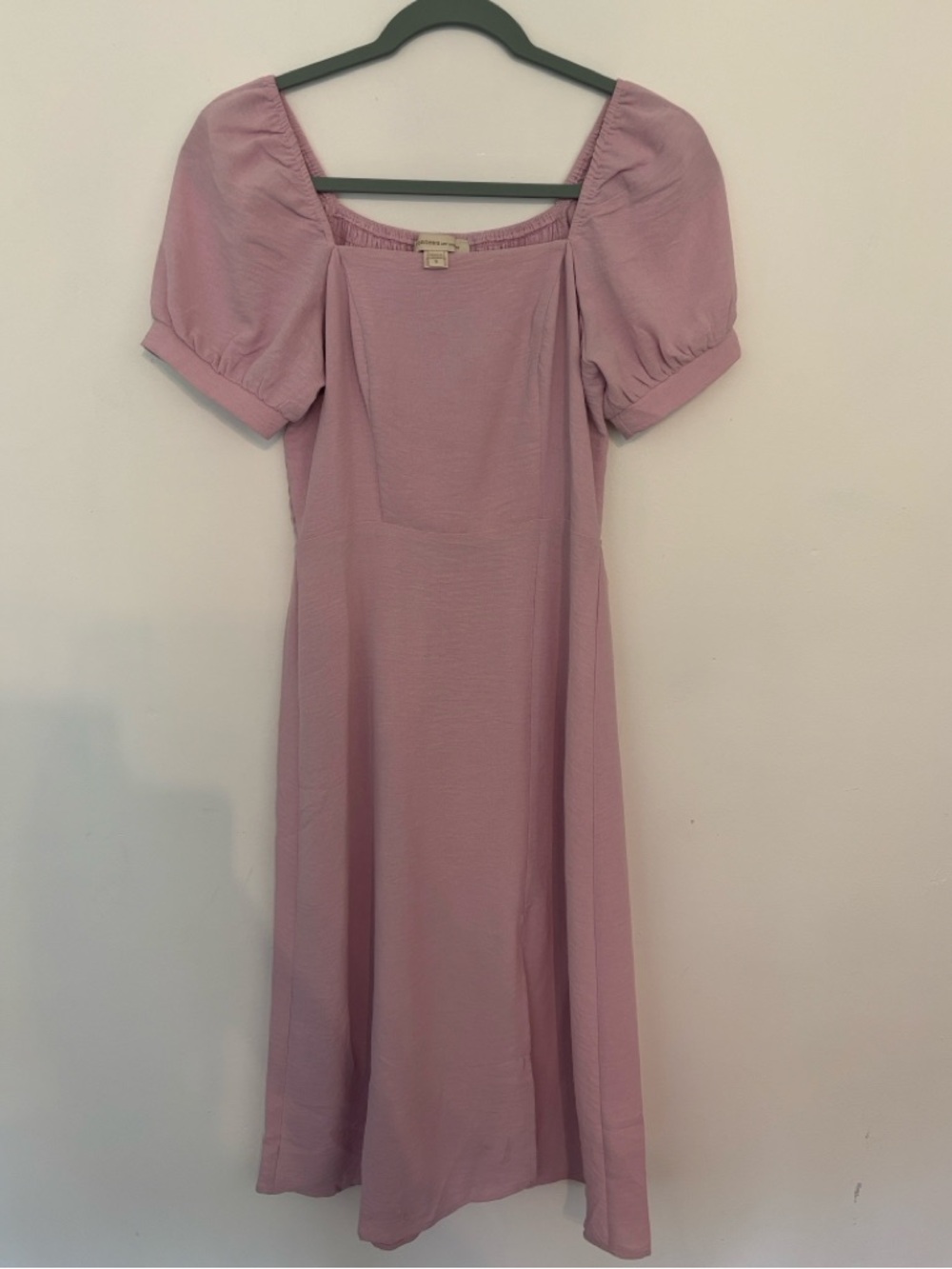 Monteau Pink Puff Sleeve Square Neck Midi Dress